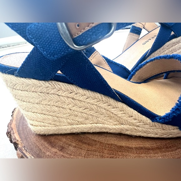 Lucky Brand Royal Blue Canvas Espadrille Wedge Sandals Size 7 - Picture 6 of 8